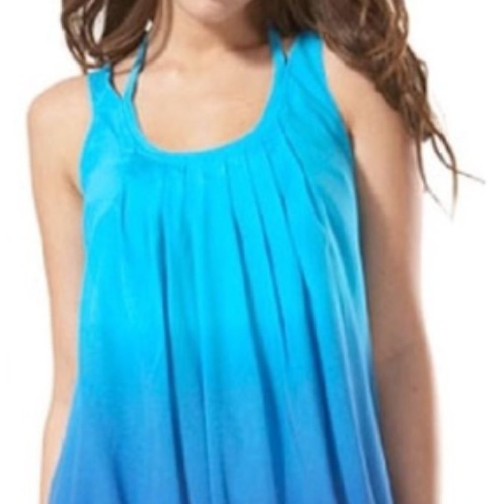 EXPRESS - turquoise blue ombré silk dress, XS